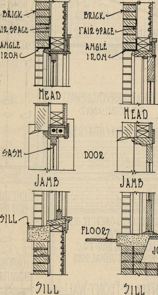 An illustration from Architectural details for every type of building : a practical drafting room guide for contractors, builders, lumber dealers, millmen, draftsmen and architects., 1921, leaf 15