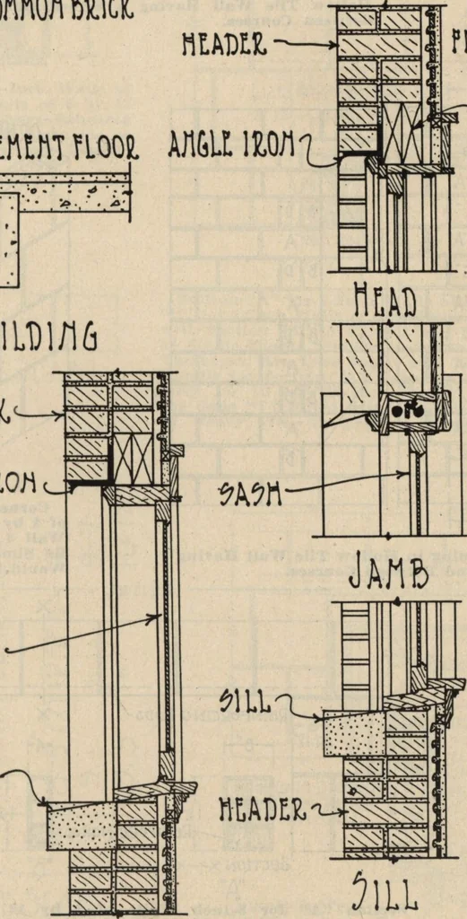 An illustration from Architectural details for every type of building : a practical drafting room guide for contractors, builders, lumber dealers, millmen, draftsmen and architects., 1921, leaf 16