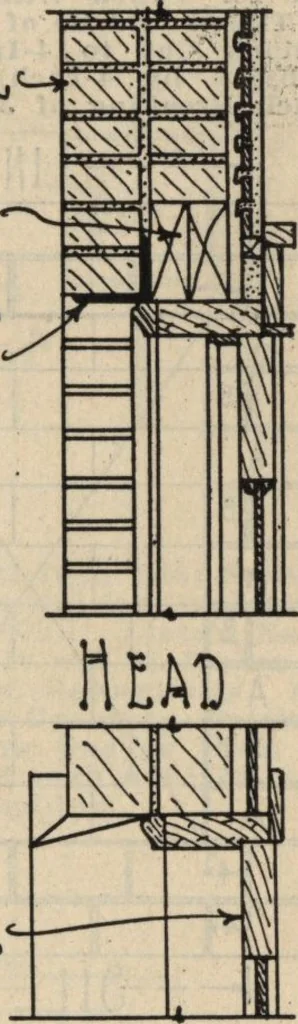 An illustration from Architectural details for every type of building : a practical drafting room guide for contractors, builders, lumber dealers, millmen, draftsmen and architects., 1921, leaf 16