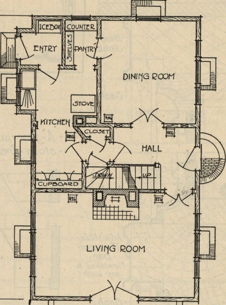 An illustration from Architectural details for every type of building : a practical drafting room guide for contractors, builders, lumber dealers, millmen, draftsmen and architects., 1921, leaf 20