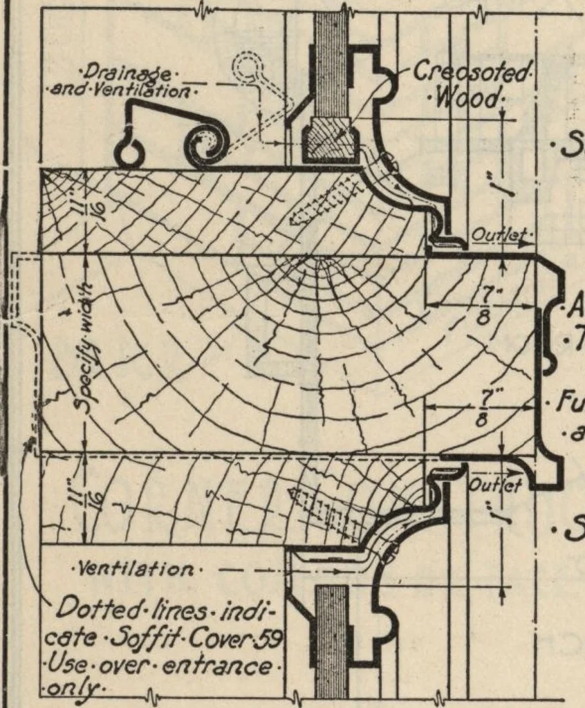 An illustration from Architectural details for every type of building : a practical drafting room guide for contractors, builders, lumber dealers, millmen, draftsmen and architects., 1921, leaf 21