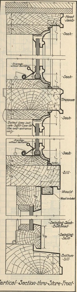 An illustration from Architectural details for every type of building : a practical drafting room guide for contractors, builders, lumber dealers, millmen, draftsmen and architects., 1921, leaf 21