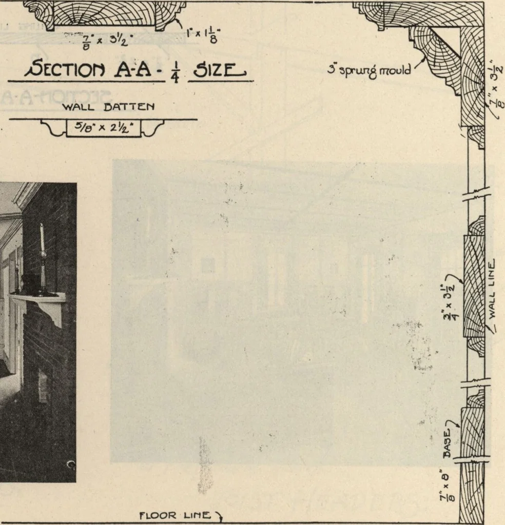 An illustration from Architectural details for every type of building : a practical drafting room guide for contractors, builders, lumber dealers, millmen, draftsmen and architects., 1921, leaf 25