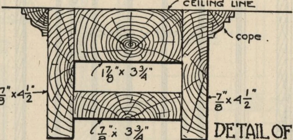 An illustration from Architectural details for every type of building : a practical drafting room guide for contractors, builders, lumber dealers, millmen, draftsmen and architects., 1921, leaf 26