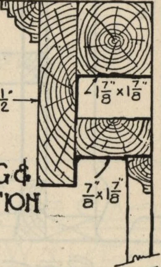 An illustration from Architectural details for every type of building : a practical drafting room guide for contractors, builders, lumber dealers, millmen, draftsmen and architects., 1921, leaf 26