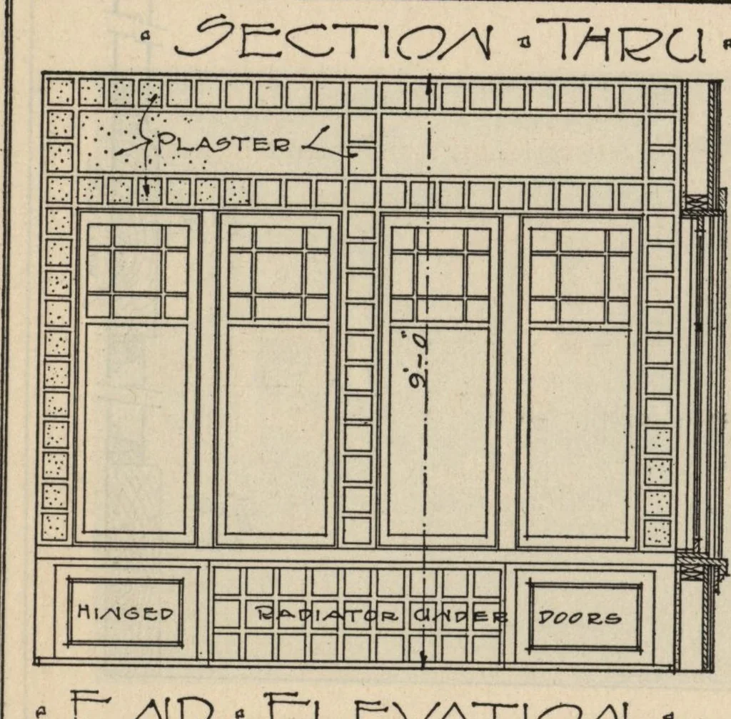 An illustration from Architectural details for every type of building : a practical drafting room guide for contractors, builders, lumber dealers, millmen, draftsmen and architects., 1921, leaf 27