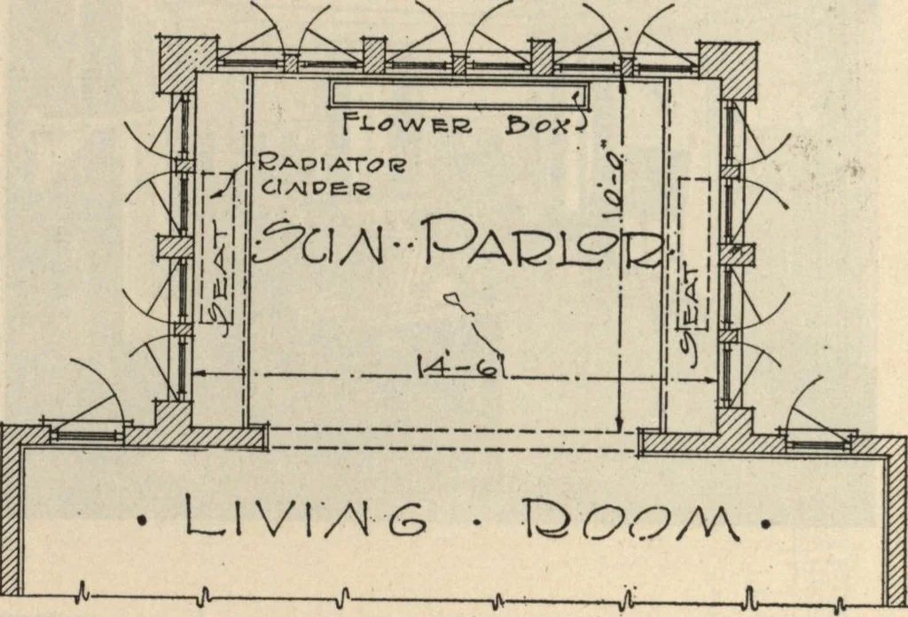 An illustration from Architectural details for every type of building : a practical drafting room guide for contractors, builders, lumber dealers, millmen, draftsmen and architects., 1921, leaf 27