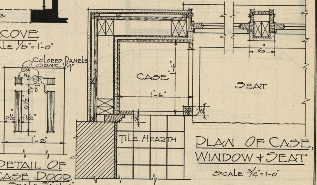 An illustration from Architectural details for every type of building : a practical drafting room guide for contractors, builders, lumber dealers, millmen, draftsmen and architects., 1921, leaf 28