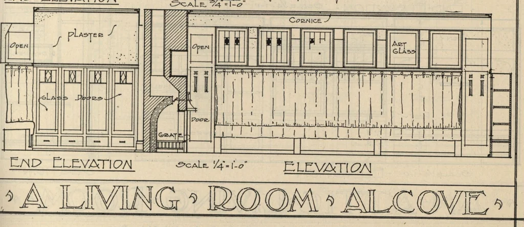 An illustration from Architectural details for every type of building : a practical drafting room guide for contractors, builders, lumber dealers, millmen, draftsmen and architects., 1921, leaf 28