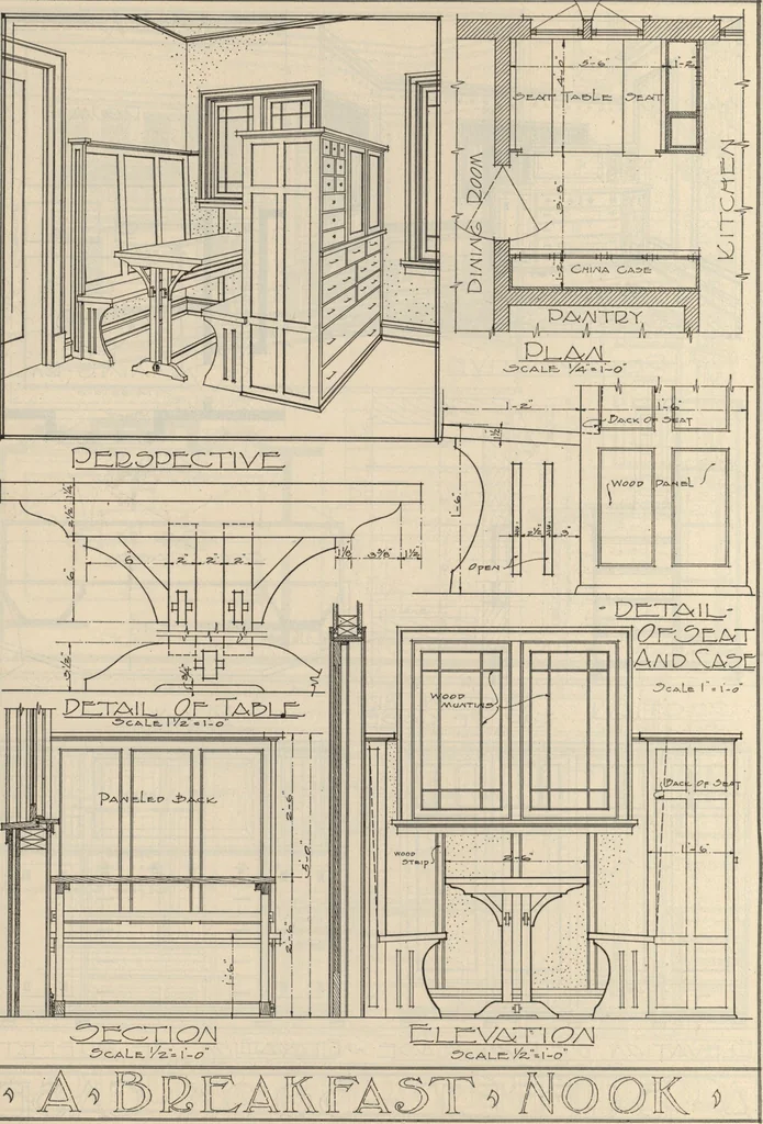 An illustration from Architectural details for every type of building : a practical drafting room guide for contractors, builders, lumber dealers, millmen, draftsmen and architects., 1921, leaf 35