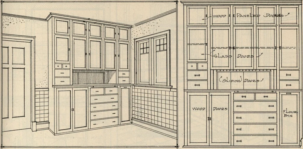 An illustration from Architectural details for every type of building : a practical drafting room guide for contractors, builders, lumber dealers, millmen, draftsmen and architects., 1921, leaf 36