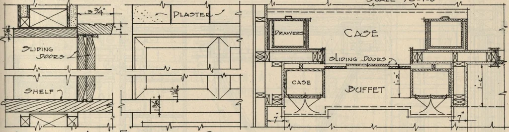 An illustration from Architectural details for every type of building : a practical drafting room guide for contractors, builders, lumber dealers, millmen, draftsmen and architects., 1921, leaf 36