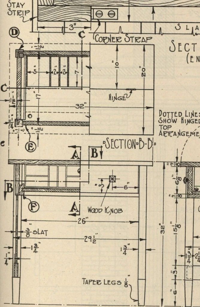 An illustration from Architectural details for every type of building : a practical drafting room guide for contractors, builders, lumber dealers, millmen, draftsmen and architects., 1921, leaf 38
