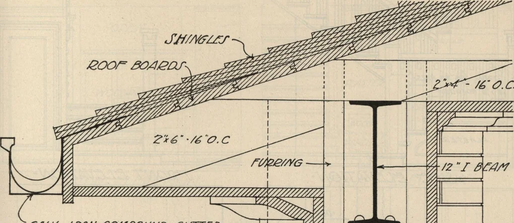 An illustration from Architectural details for every type of building : a practical drafting room guide for contractors, builders, lumber dealers, millmen, draftsmen and architects., 1921, leaf 40
