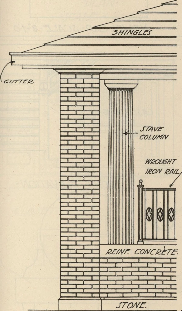 An illustration from Architectural details for every type of building : a practical drafting room guide for contractors, builders, lumber dealers, millmen, draftsmen and architects., 1921, leaf 40