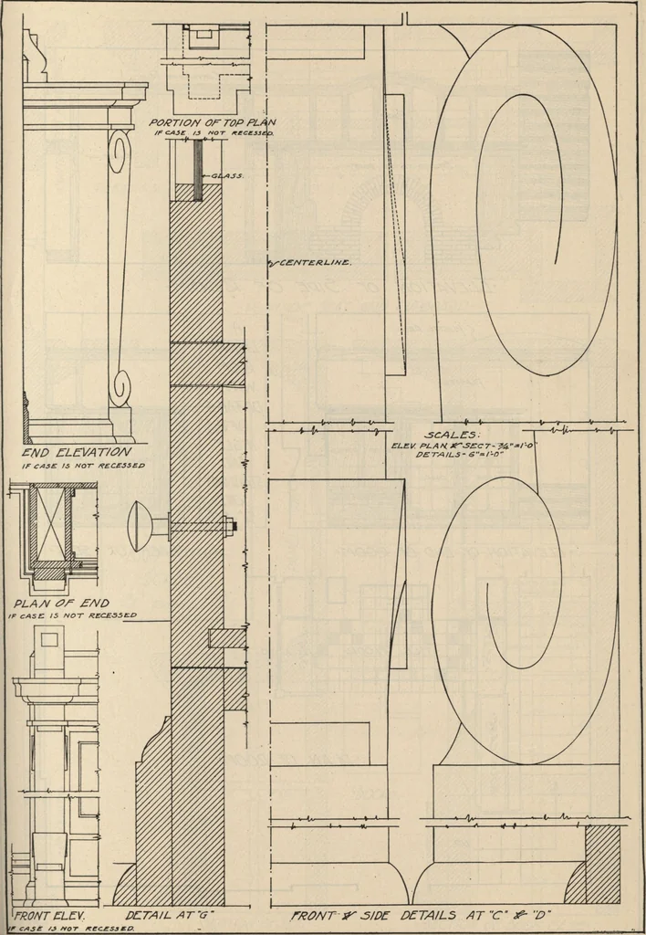 An illustration from Architectural details for every type of building : a practical drafting room guide for contractors, builders, lumber dealers, millmen, draftsmen and architects., 1921, leaf 46