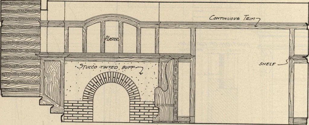 An illustration from Architectural details for every type of building : a practical drafting room guide for contractors, builders, lumber dealers, millmen, draftsmen and architects., 1921, leaf 47