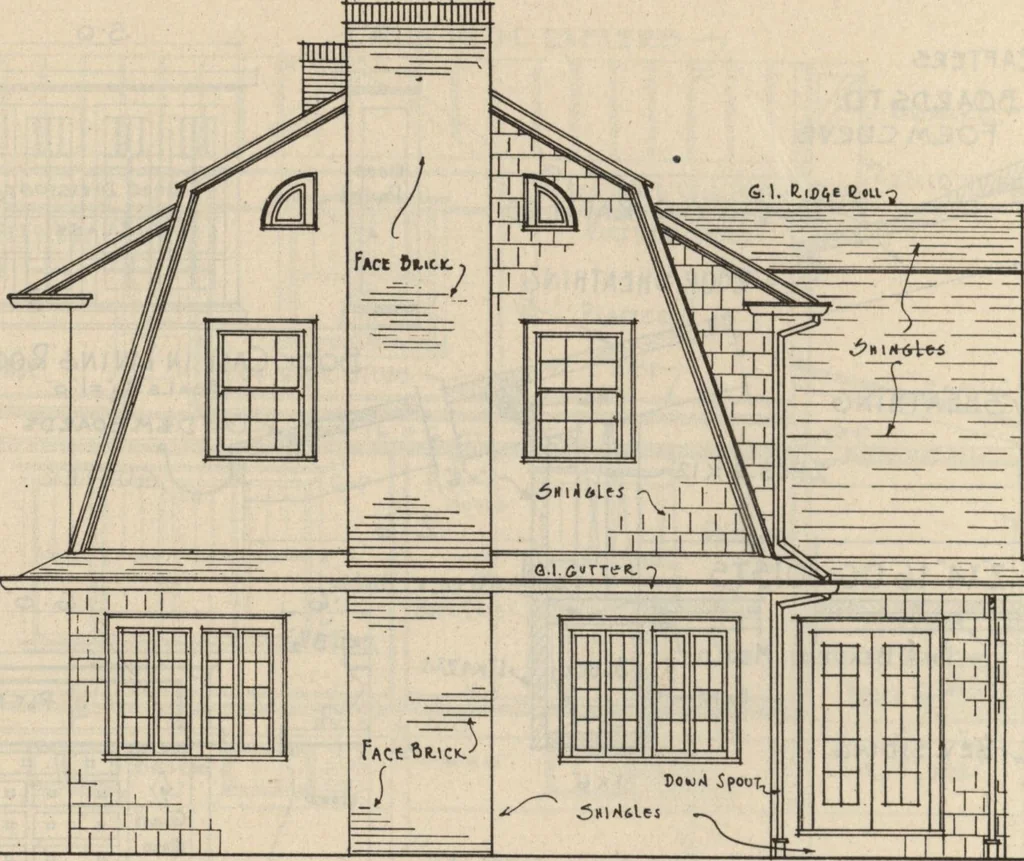 An illustration from Architectural details for every type of building : a practical drafting room guide for contractors, builders, lumber dealers, millmen, draftsmen and architects., 1921, leaf 57