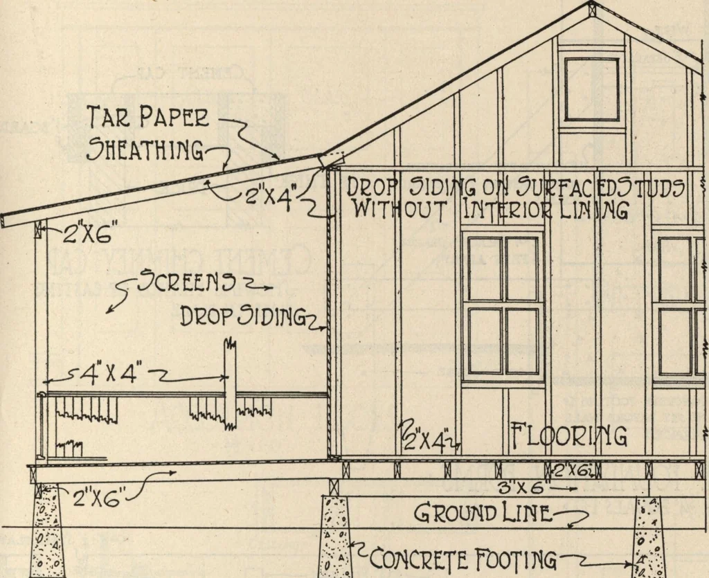 An illustration from Architectural details for every type of building : a practical drafting room guide for contractors, builders, lumber dealers, millmen, draftsmen and architects., 1921, leaf 70