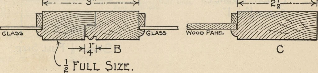 An illustration from Architectural details for every type of building : a practical drafting room guide for contractors, builders, lumber dealers, millmen, draftsmen and architects., 1921, leaf 82