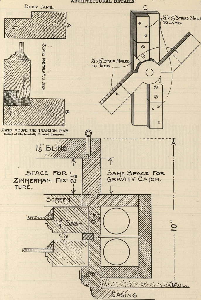 An illustration from Architectural details for every type of building : a practical drafting room guide for contractors, builders, lumber dealers, millmen, draftsmen and architects., 1921, leaf 86