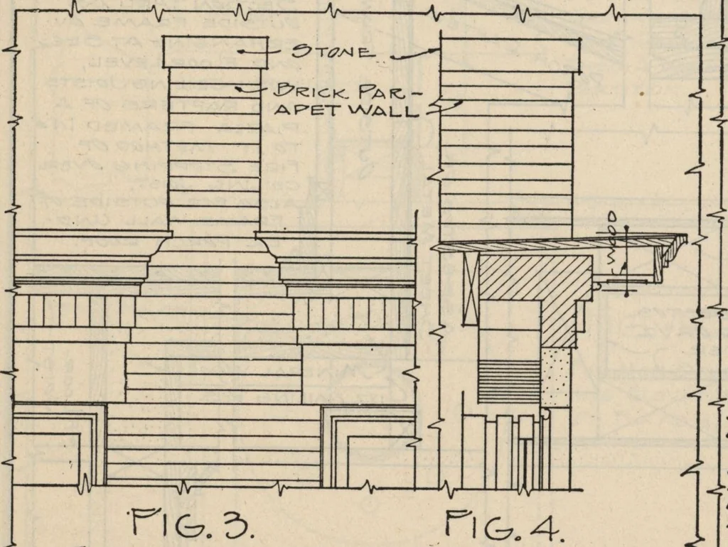 An illustration from Architectural details for every type of building : a practical drafting room guide for contractors, builders, lumber dealers, millmen, draftsmen and architects., 1921, leaf 9