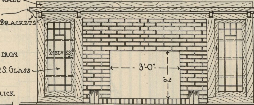An illustration from Architectural details for every type of building : a practical drafting room guide for contractors, builders, lumber dealers, millmen, draftsmen and architects., 1921, leaf 90