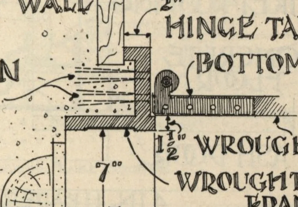 An illustration from Architectural details for every type of building : a practical drafting room guide for contractors, builders, lumber dealers, millmen, draftsmen and architects., 1921, leaf 92