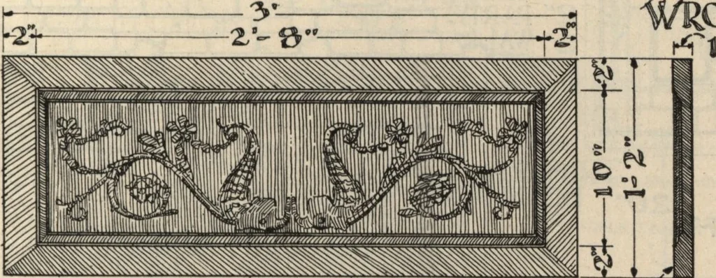 An illustration from Architectural details for every type of building : a practical drafting room guide for contractors, builders, lumber dealers, millmen, draftsmen and architects., 1921, leaf 92