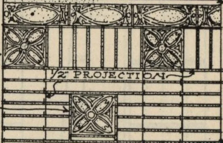An illustration from Architectural details for every type of building : a practical drafting room guide for contractors, builders, lumber dealers, millmen, draftsmen and architects., 1921, leaf 94