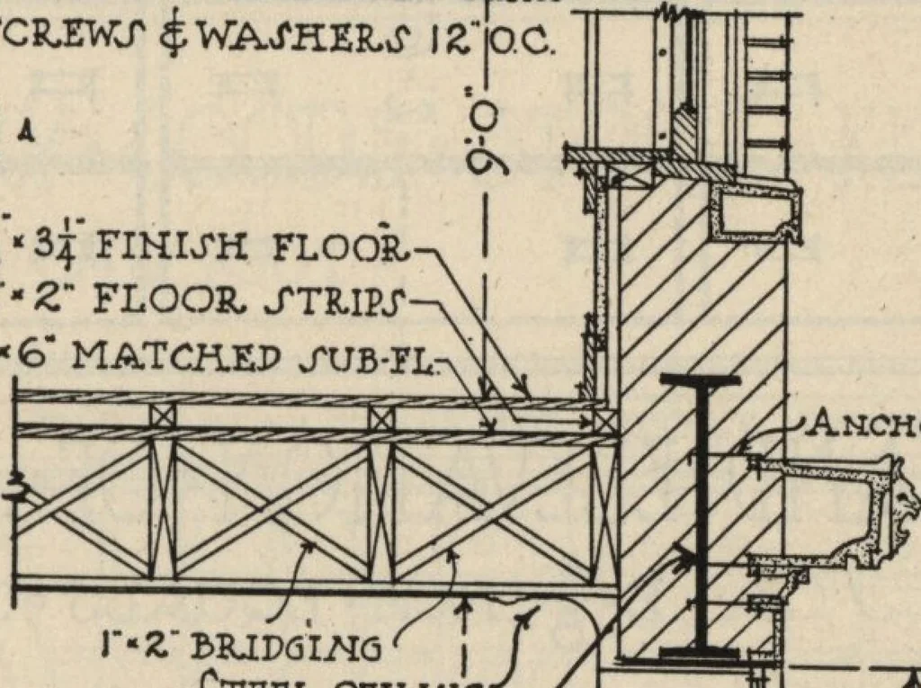 An illustration from Architectural details for every type of building : a practical drafting room guide for contractors, builders, lumber dealers, millmen, draftsmen and architects., 1921, leaf 94