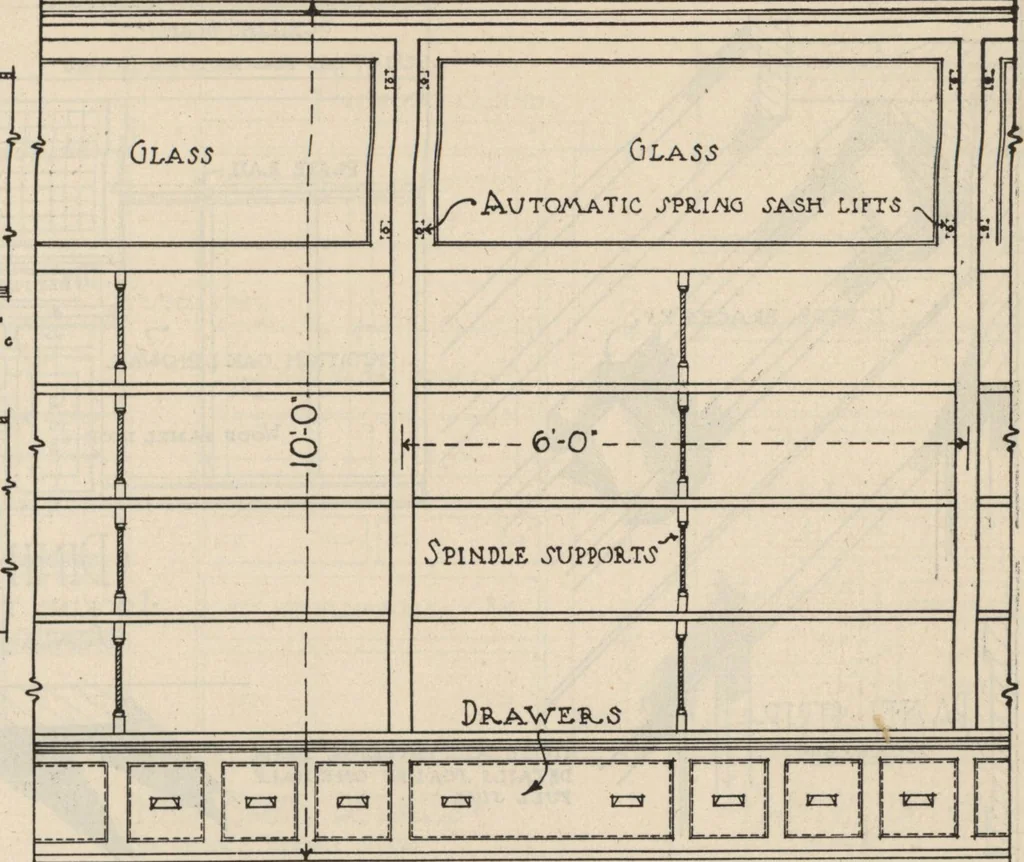 An illustration from Architectural details for every type of building : a practical drafting room guide for contractors, builders, lumber dealers, millmen, draftsmen and architects., 1921, leaf 96