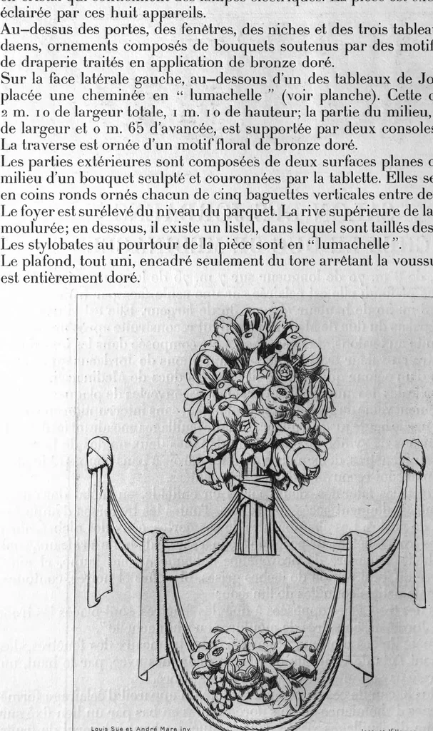 An illustration from Architectures : recueil publié sous la direction de Louis Süe & André Mare ; comprenant un dialogue de Paul Valéry et la présentation d'ouvrages d'architecture, décoration intérieure, peinture, sculpture et gravure contribuant depuis mil neuf cent quatorze a former le style français, 1921, leaf 76
