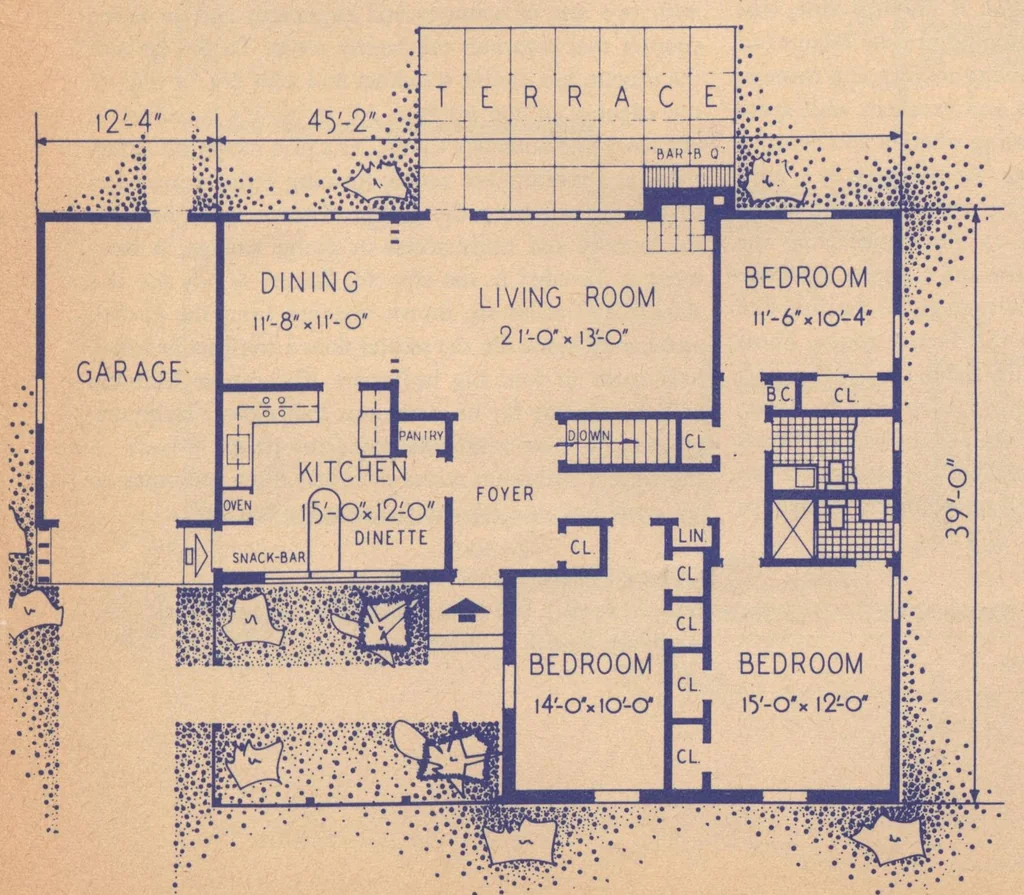 An illustration from Popular homes and plans, 23rd ed., 1963, leaf 34