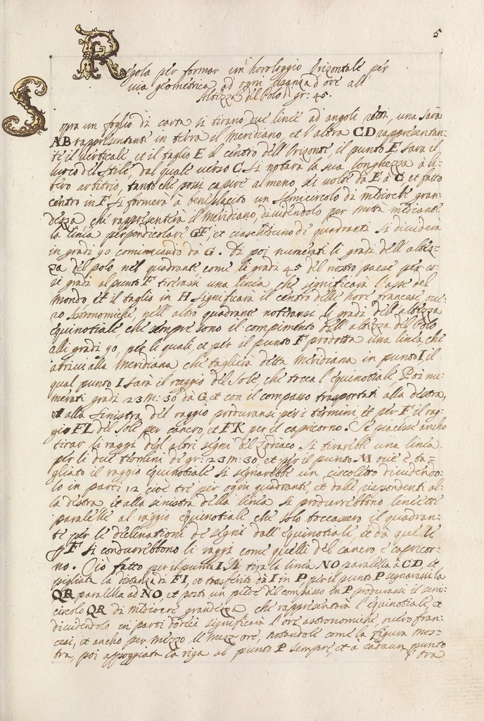 An illustration from Arte gnomonica [manuscript], 1700, leaf 15