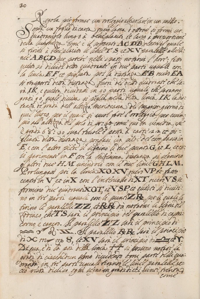 An illustration from Arte gnomonica [manuscript], 1700, leaf 42