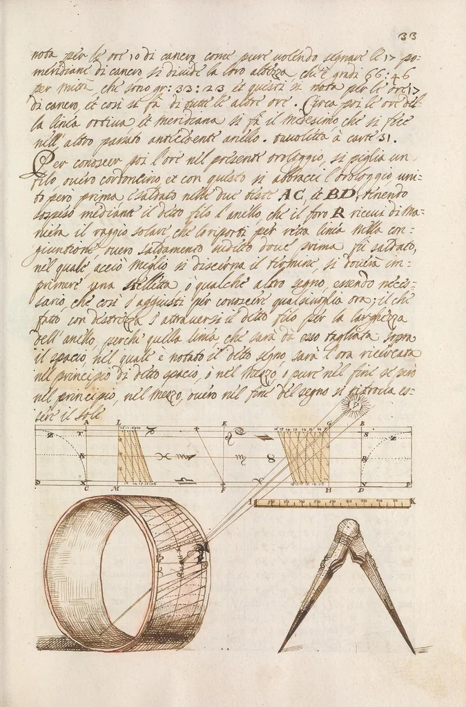 An illustration from Arte gnomonica [manuscript], 1700, leaf 45