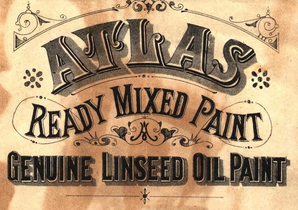 An illustration from Atlas ready mixed paint: genuine linseed oil paint., 1900, leaf 0