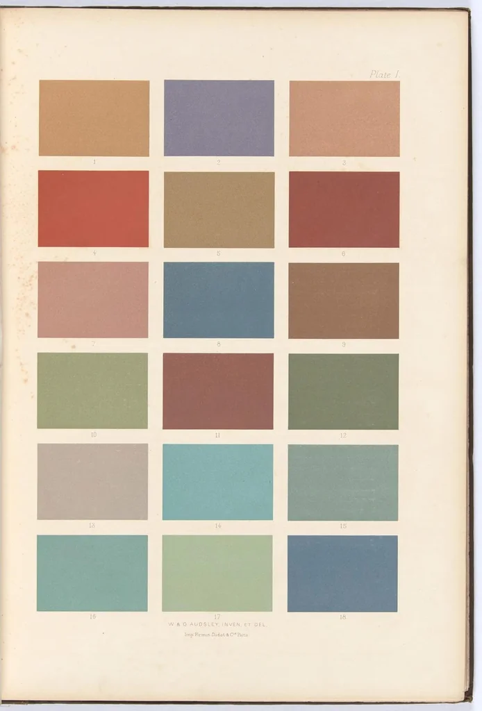 An illustration from Polychromatic decoration as applied to buildings in the Mediaeval style : thirty-six plates in colours and gold, with introductory and descriptive text / by W. & G. Audsley, and authors of Popular dictionary of architecture and the allied arts. etc. etc., 1882, leaf 40