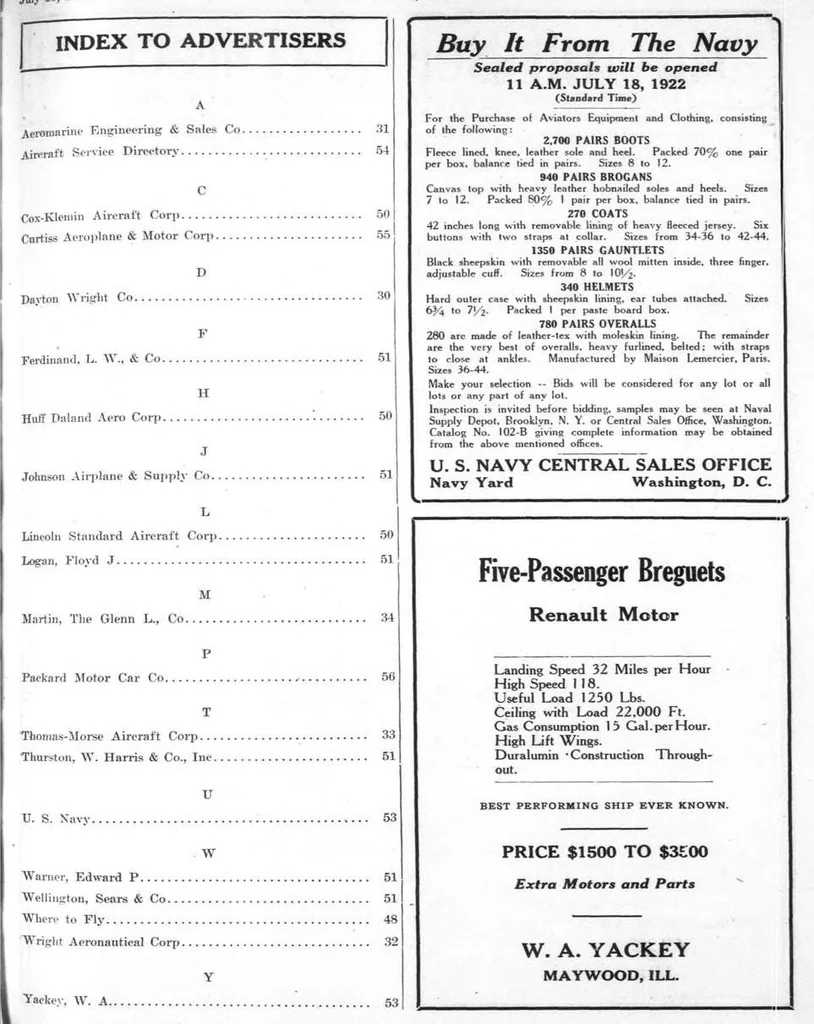 An illustration from Aviation Week 1922-07-10, 1922, leaf 12