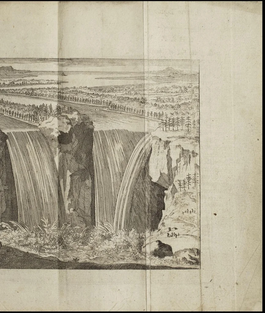 An illustration from A new discovery of a vast country in America, extending above four thousand miles, between New France and New Mexico: with a description of the Great Lakes, cataracts, rivers, plants, and animals, also the manners, customs, and languages of the several native Indians..., 1698, leaf 60
