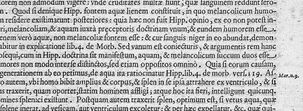 An illustration from Magnus Hippocrates cous Prosperi Martiani medici romani Notationibus explicatus., 1626, leaf 42