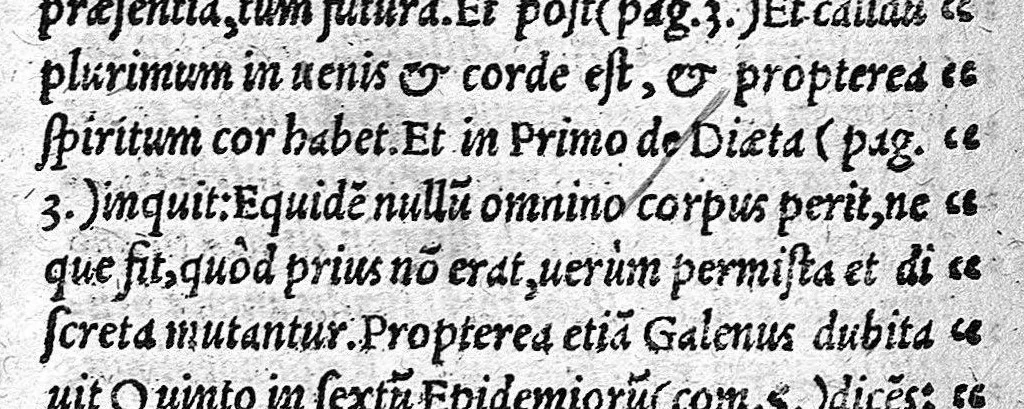 An illustration from Hieronymi Cardani in Hippocratis Coi, prognostica... atque etiam in Galeni prognosticorum expositionem commentarii absolutissimi. Item in libros Hippocratis de septimestri et octomestri partu et simul in eorum Galeni commentaria Cardani commentarii. Item pro gravissime diversis morbis laborantibus consilia septem Hieronymi Cardani,... nunc primum edita..., 1568, leaf 345