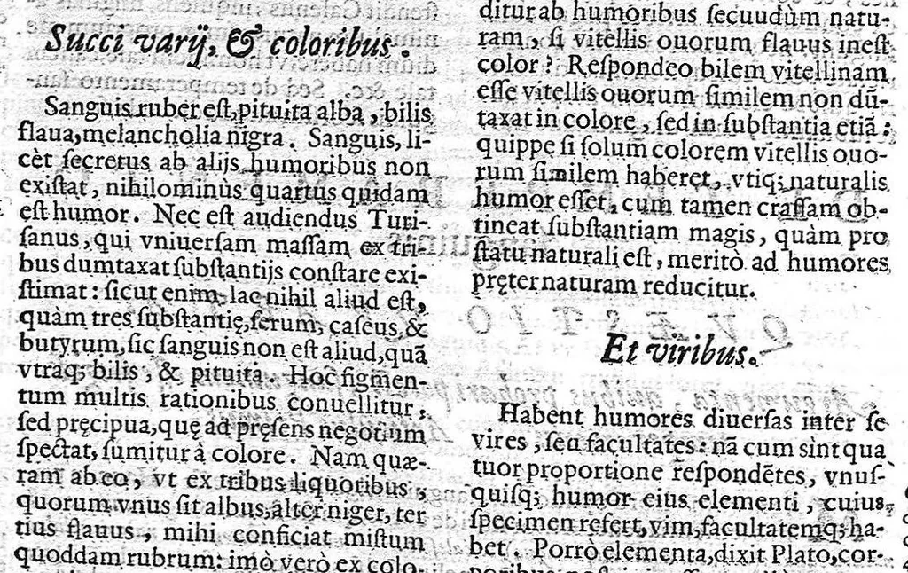 An illustration from Commentarius in Hippocratis Coi, libellum De alimento, in quo multiplici didascalia variae controversiae in utramque partem disputantur, et argumentorum funibus, authorumque secribus Satyro cornua ligantur, confriguntur. Opus in quatuor sectiones divisum quarum priores duae in hoc volumine continentur..., 1635, leaf 386