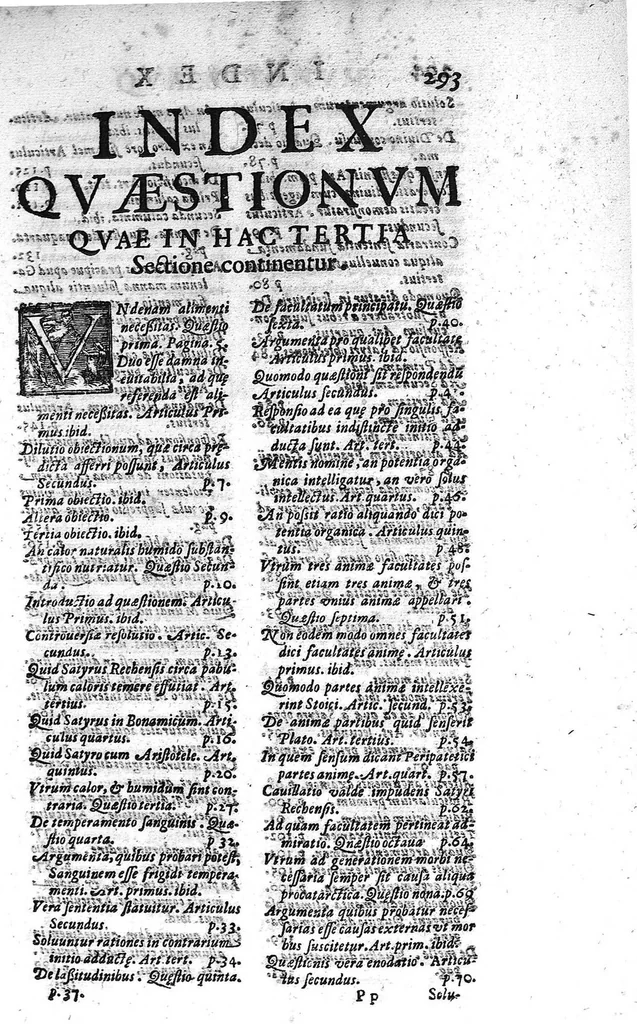 An illustration from Commentarius in Hippocratis Coi, libellum De alimento, in quo multiplici didascalia variae controversiae in utramque partem disputantur, et argumentorum funibus, authorumque secribus Satyro cornua ligantur, confriguntur. Opus in quatuor sectiones divisum quarum priores duae in hoc volumine continentur..., 1635, leaf 648