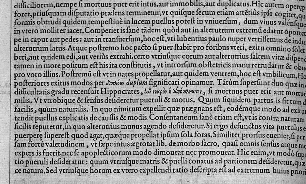 An illustration from Hippocratis coi, medicorum principis Liber prior de morbis mulierum ... Mauricio Cordaeo Rhemo interprete & explicatore, 1585, leaf 165