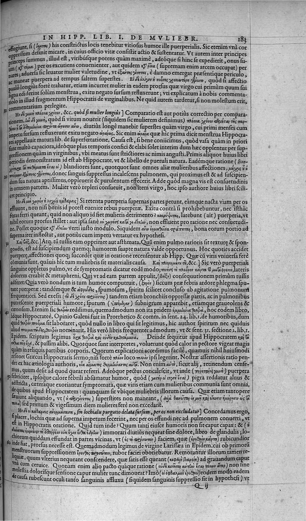 An illustration from Hippocratis coi, medicorum principis Liber prior de morbis mulierum ... Mauricio Cordaeo Rhemo interprete & explicatore, 1585, leaf 202