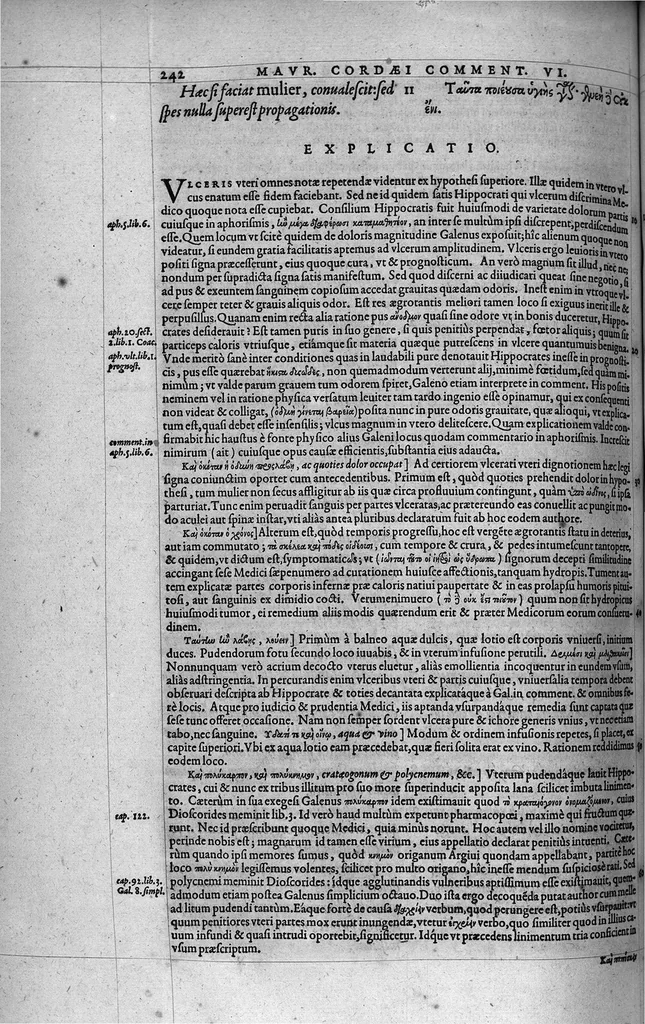 An illustration from Hippocratis coi, medicorum principis Liber prior de morbis mulierum ... Mauricio Cordaeo Rhemo interprete & explicatore, 1585, leaf 261