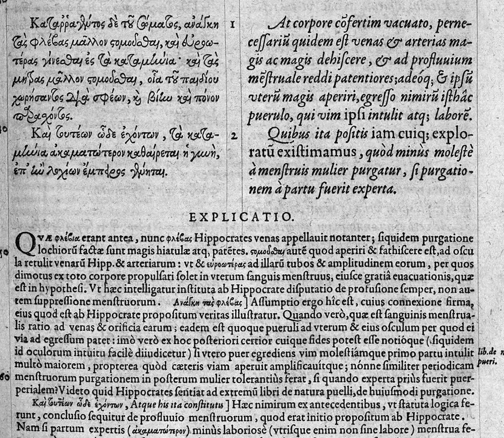 An illustration from Hippocratis coi, medicorum principis Liber prior de morbis mulierum ... Mauricio Cordaeo Rhemo interprete & explicatore, 1585, leaf 28