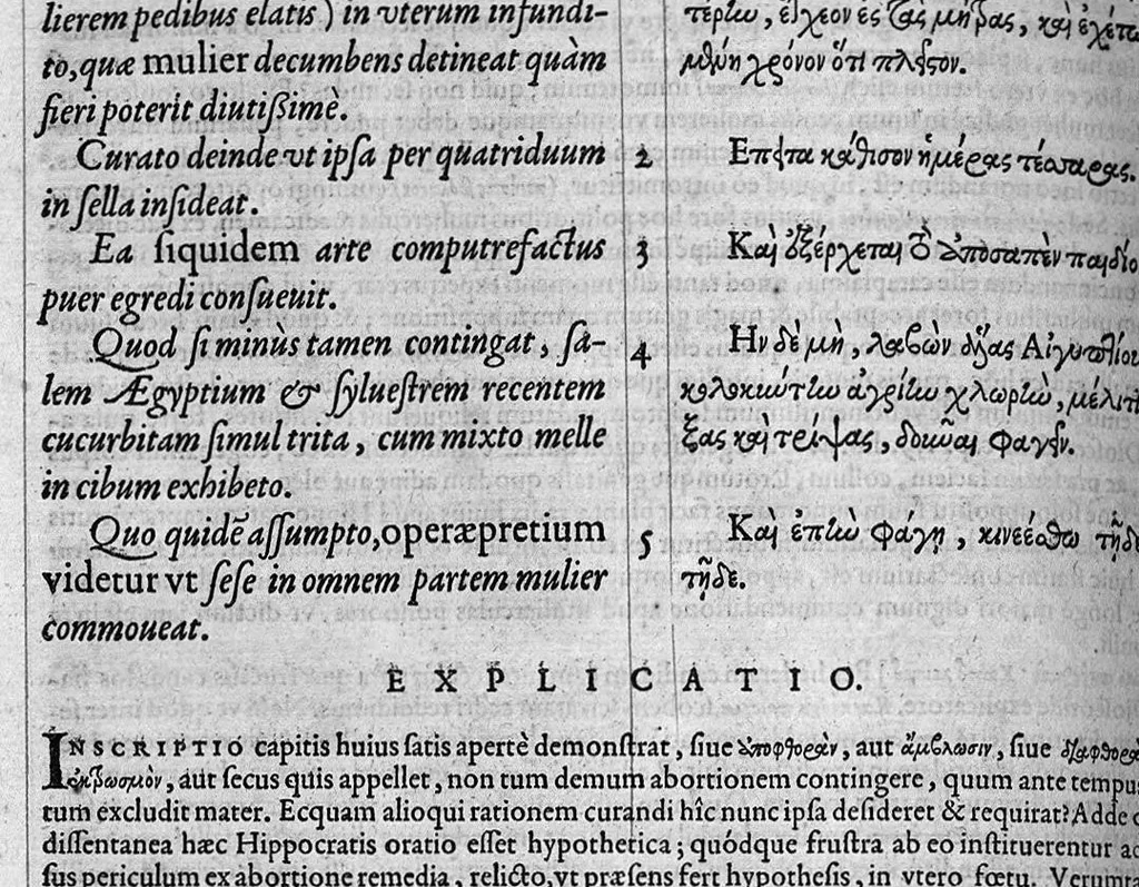 An illustration from Hippocratis coi, medicorum principis Liber prior de morbis mulierum ... Mauricio Cordaeo Rhemo interprete & explicatore, 1585, leaf 339